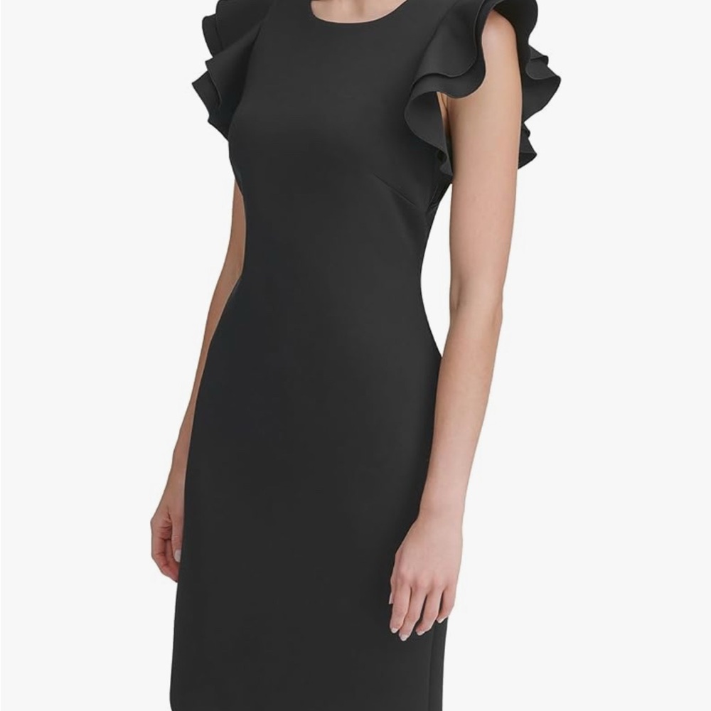 Tommy Hilfiger Black Midi Dress with Ruffle Sleeves